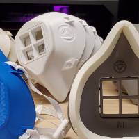 Front and back view of 3D printed masks